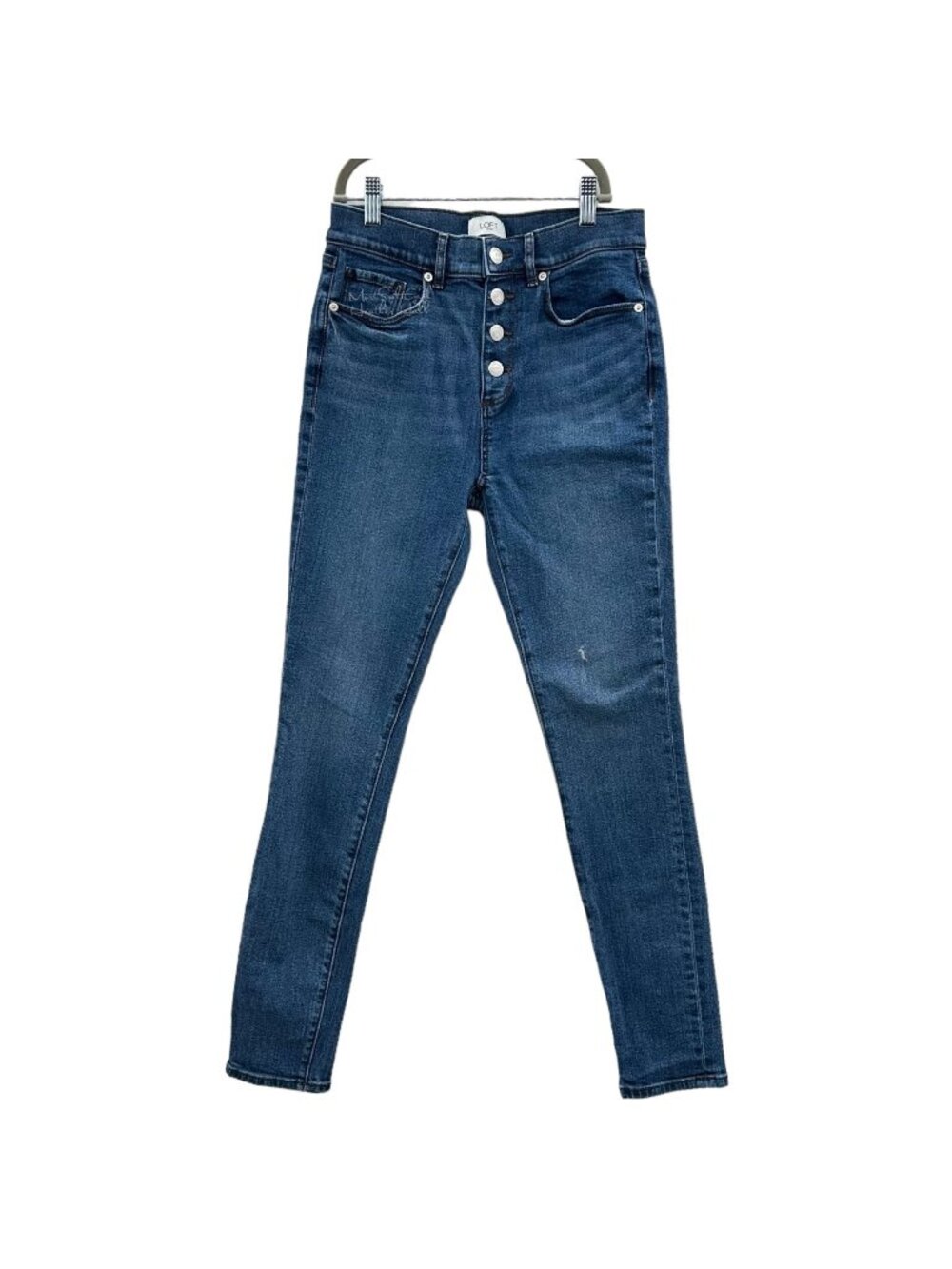 LOFT High Rise Button Fly Skinny Jeans 27